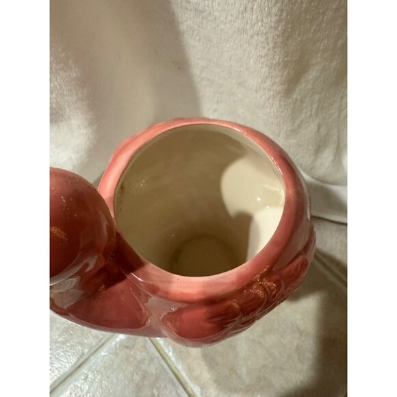 Hand-Painted Ceramic Flamingo Planter Vase Pink & Yellow ; Pretty in Pink Flamin - Picture 4 of 11